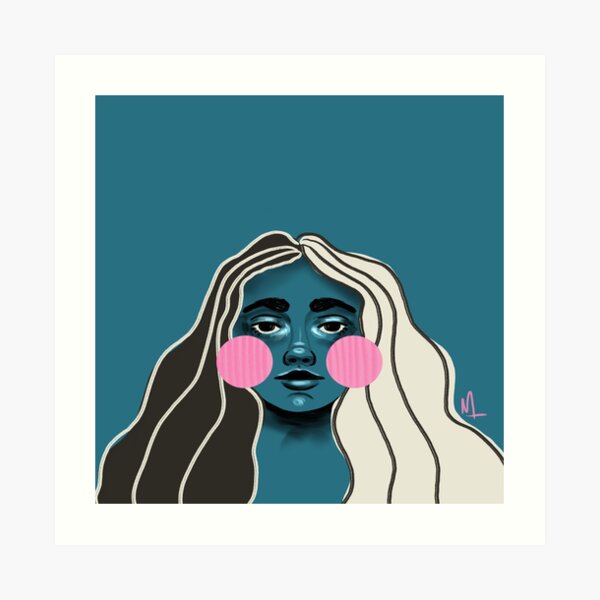 Blushin Babe in Teal Art Print
