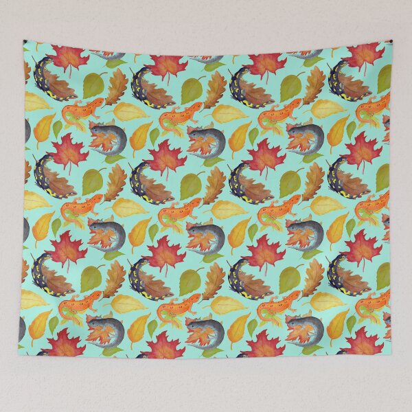 Item preview, Salamander Leaves Watercolor Pattern- Light Blue designed and sold by Casey Wilkinson.