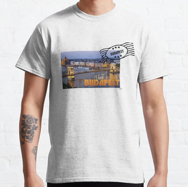Old tourism postcard stamp - Visit Budapest Hungary Classic T-Shirt