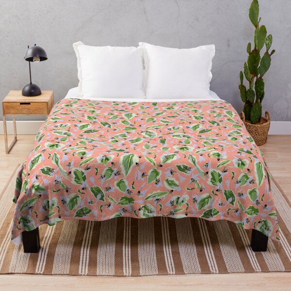 Item preview, Bees and Hostas Tossed on Soft Salmon Pink 5748 designed and sold by Art in My Loft.