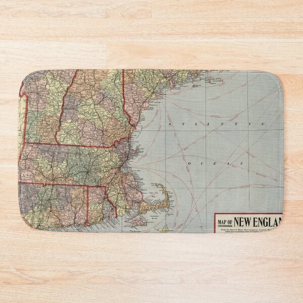 Item preview, Old New England States Map (1920) Vintage Northeastern US Atlas Poster designed and sold by BravuraMedia.