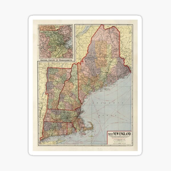 Old New England States Map 1920 Vintage Northeastern US Atlas Poster   St,small,507x507 Pad,600x600,f8f8f8 