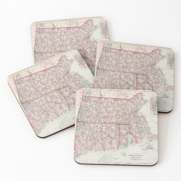 Item preview, Old New England States Map (1878) Vintage Northeastern US Atlas designed and sold by BravuraMedia.