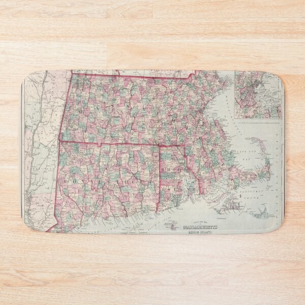 Item preview, Old New England States Map (1878) Vintage Northeastern US Atlas designed and sold by BravuraMedia.