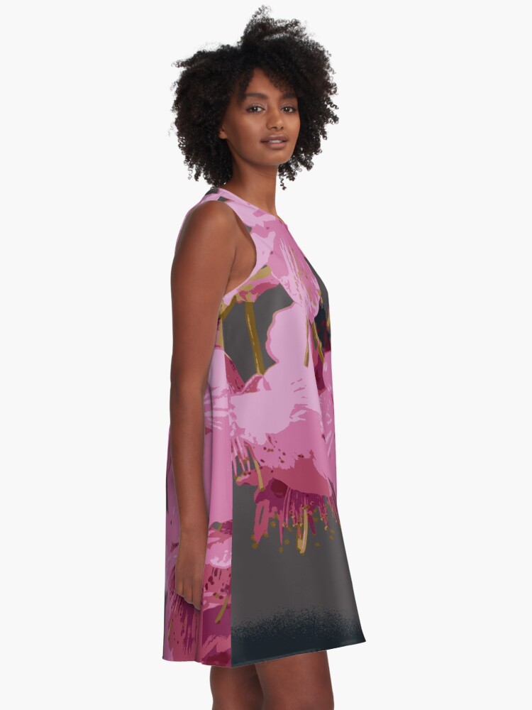 Alternate view of Beautiful Pink Sakura Cherry Blossoms Illustration A-Line Dress
