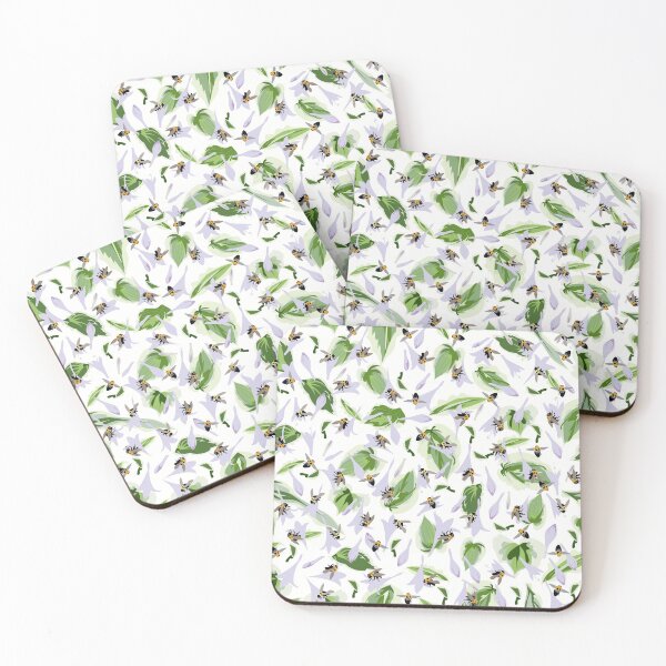 Item preview, Bees and Hostas Tossed on White 5748 designed and sold by Art in My Loft.