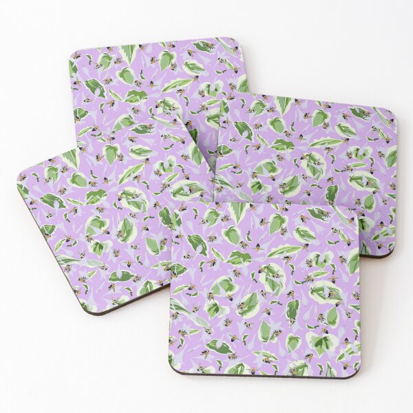 Item preview, Bees and Hostas Tossed on Lilac 5748 designed and sold by Art in My Loft.