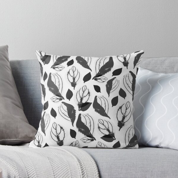 Aperçu de l'œuvre Motif de feuille de basilic noir et blanc créée et vendue par OneLook.