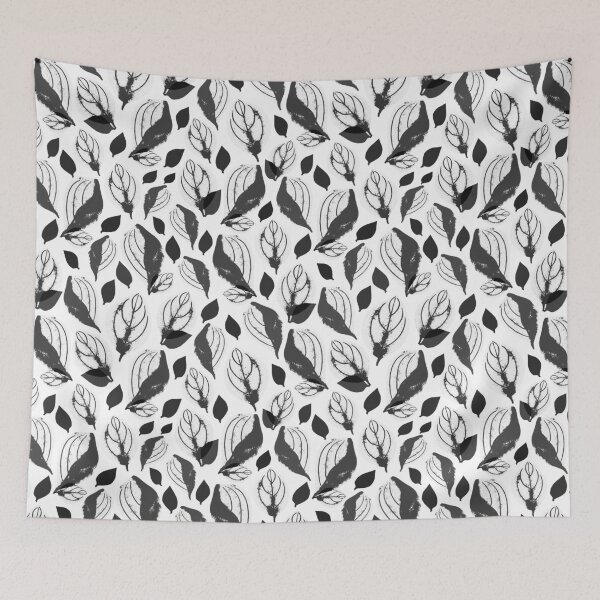 Item preview, Black and White Basil Leaf Pattern designed and sold by OneLook.