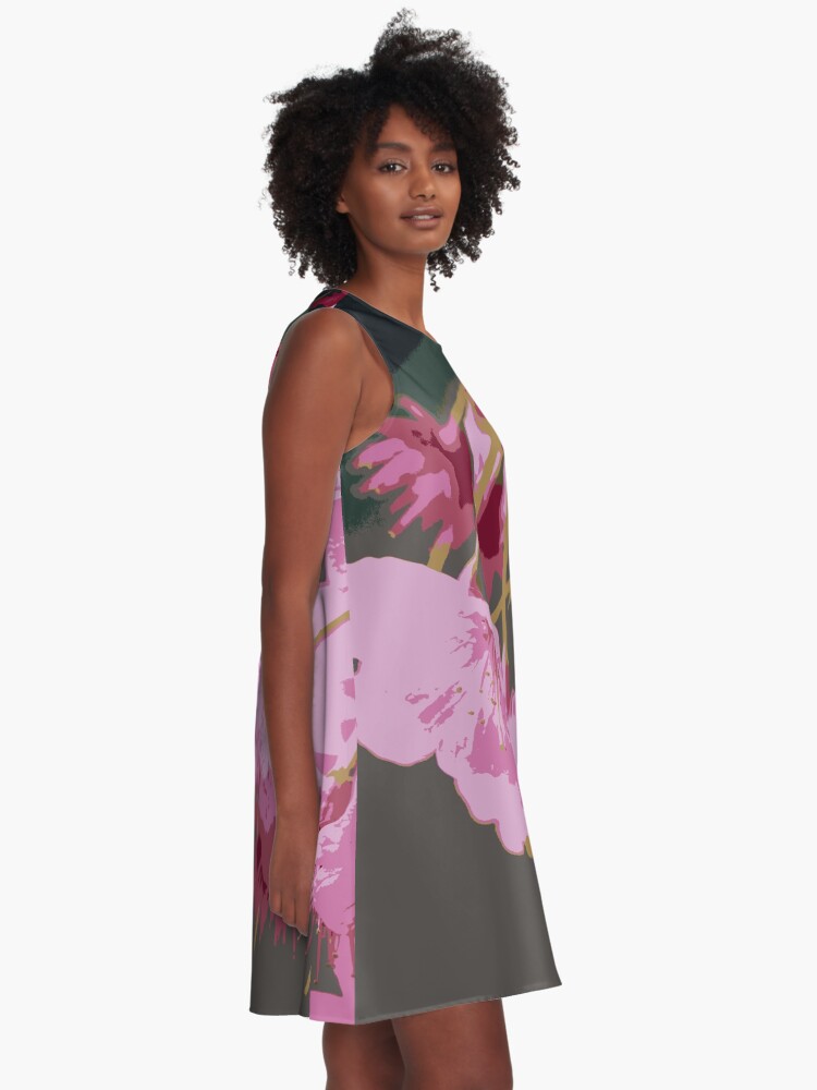Alternate view of Beautiful Pink Sakura Cherry Blossoms Illustration 2 A-Line Dress
