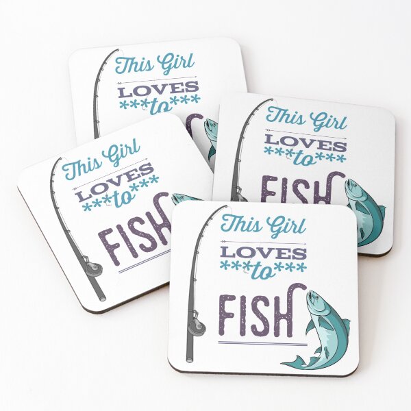 Item preview, This Girl Loves to Fish Blue Black Grey Font Funny designed and sold by HppyStrngHelthy.