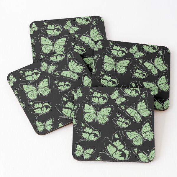 Item preview, Sage Green Butterfly Design on Black Background designed and sold by Ellora  Roy.