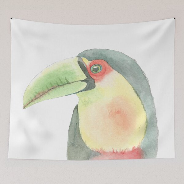 Item preview, Green-billed toucan (Ramphastos dicolorus), or red-breasted toucan watercolor designed and sold by L'Atelier Oranjade.