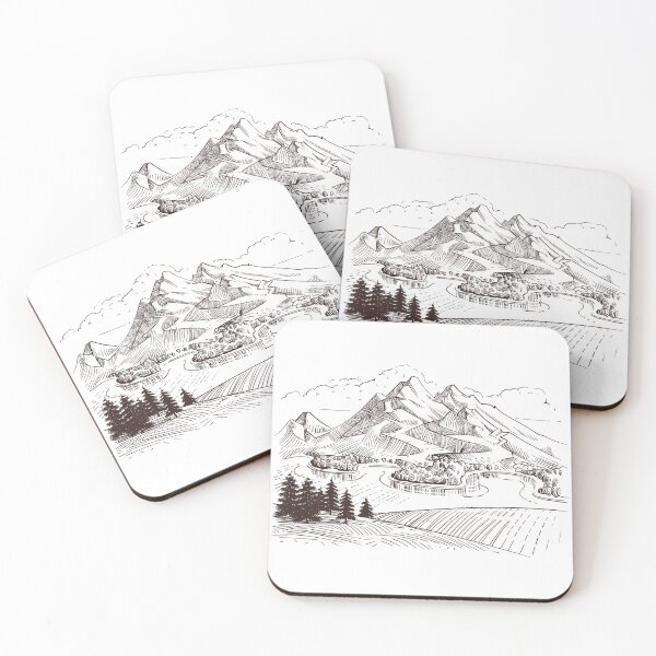 Artikelvorschau, Berglandschaft | Berglandschaft Bleistiftzeichnung entworfen und verkauft von MountainFashion.