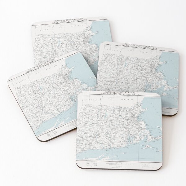 Item preview, New England States Map (1975) Massachusetts, Connecticut & Rhode Island Atlas designed and sold by BravuraMedia.