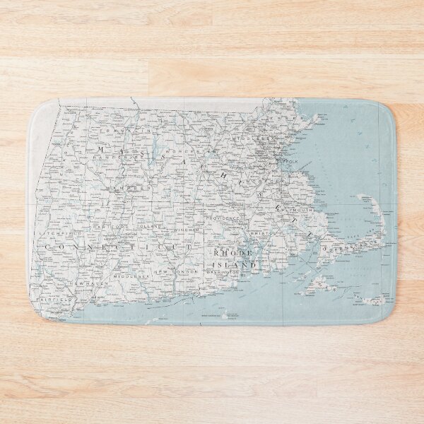 Item preview, New England States Map (1975) Massachusetts, Connecticut & Rhode Island Atlas designed and sold by BravuraMedia.
