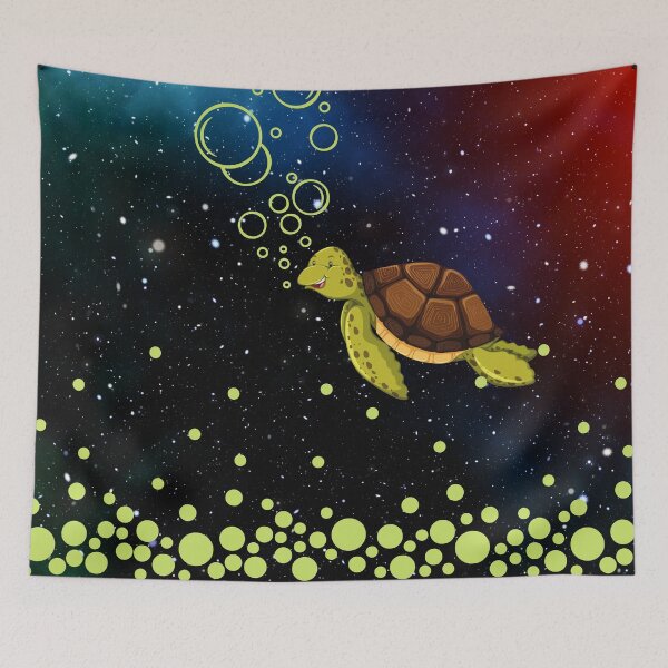 Item preview, Space Turtle, water bubble design, outerspace lover designed and sold by cutenessing.