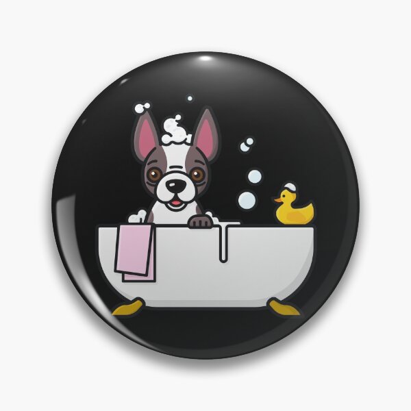 Item preview, Funny French Bulldog Having a Bubble Bath with Rubber Duck designed and sold by PupsGoWalkies.