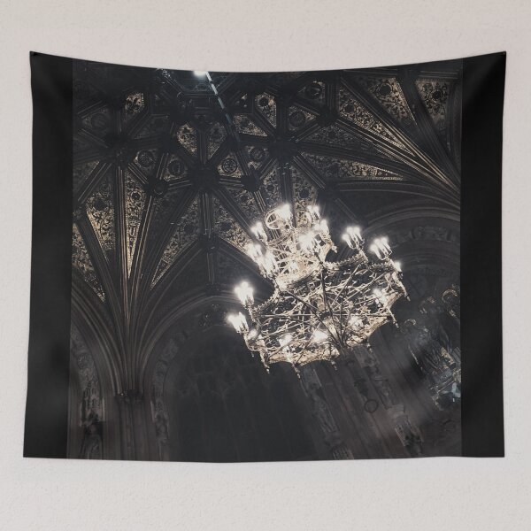Item preview, Gothic Architecture Interior with Golden Chandelier in London, United Kingdom designed and sold by LaceySkies.