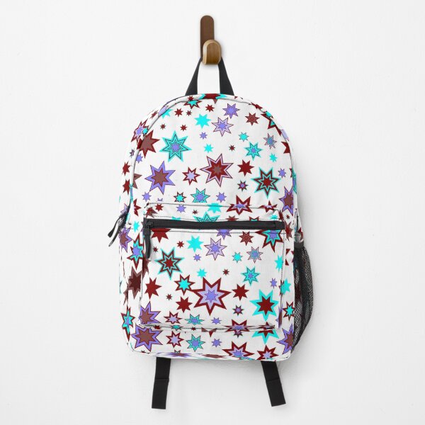 Item preview, Stars3 Red Mauve Cyan Brown Purple on White Repeat 5748 designed and sold by Art in My Loft.