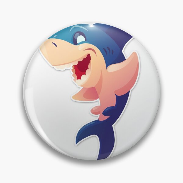 Item preview, Blue Shark, happy shark, cartoon shark, cartoon shark graphic art designed and sold by ArtworkByNina.