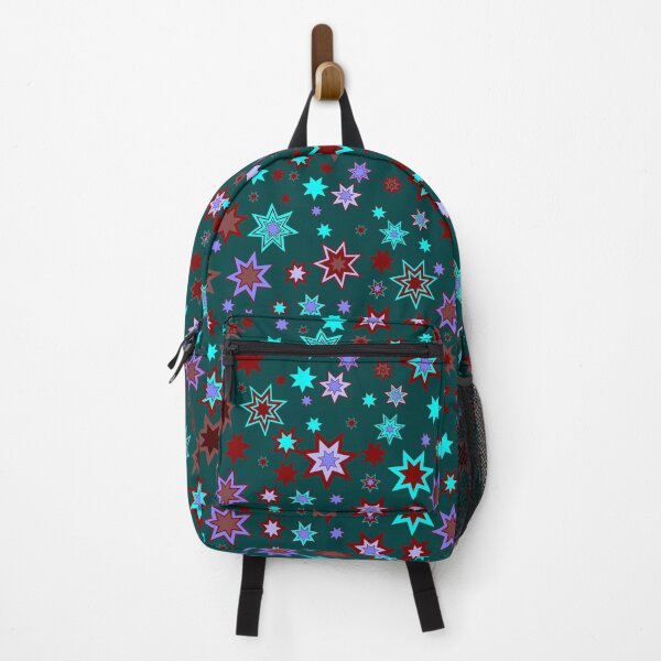 Item preview, Stars3 Red Mauve Cyan Brown Purple on Dark Teal Repeat 5748 designed and sold by Art in My Loft.