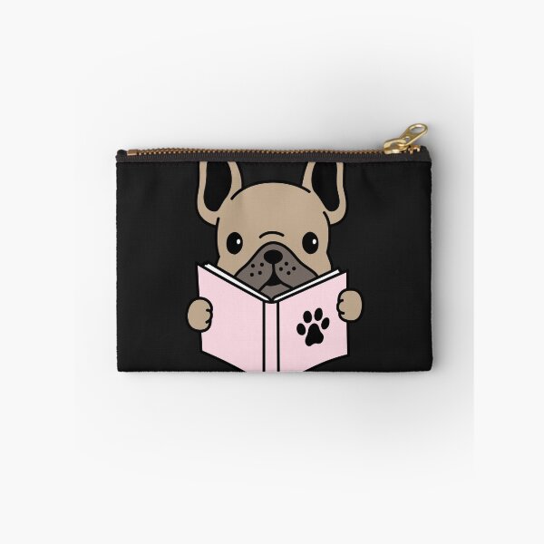 Artikelvorschau, Süße französische Bulldogge, die ein Buch mit einem Pfotenabdruck liest entworfen und verkauft von PupsGoWalkies.