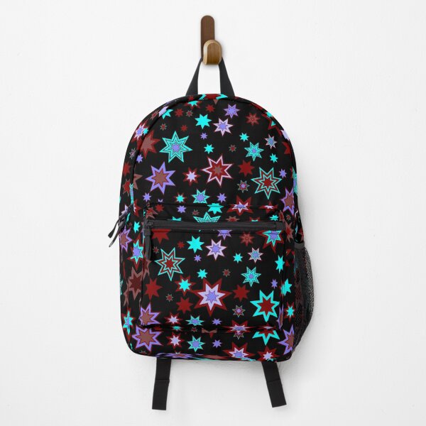 Item preview, Stars3 Red Mauve Cyan Brown Purple on Black Repeat 5748 designed and sold by Art in My Loft.