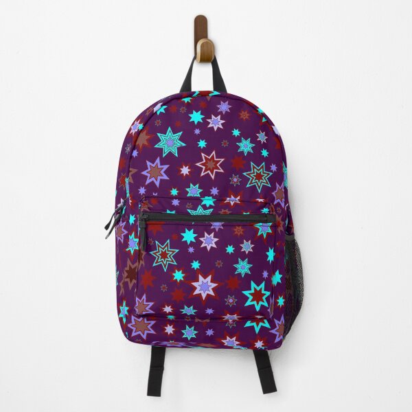 Item preview, Stars3 Red Mauve Cyan Brown Purple on Dark Purple Repeat 5748 designed and sold by Art in My Loft.