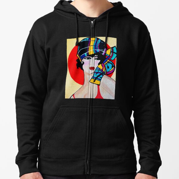 NEW 1920`S ART DECO GIRL WITH HAT ANNA Zipped Hoodie