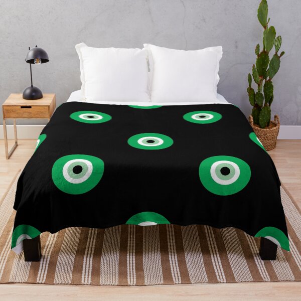 Item preview, Green Evil eye repeat pattern on black designed and sold by BLMcreations.