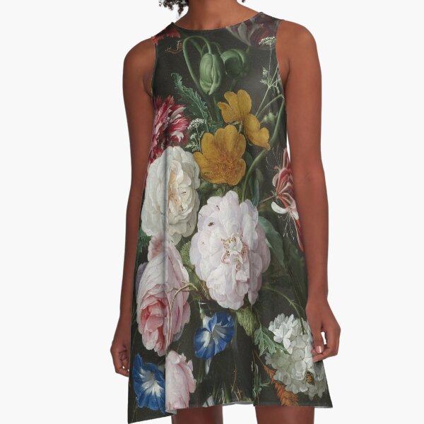 Still Life with Flowers in a Glass Vase A-Line Dress