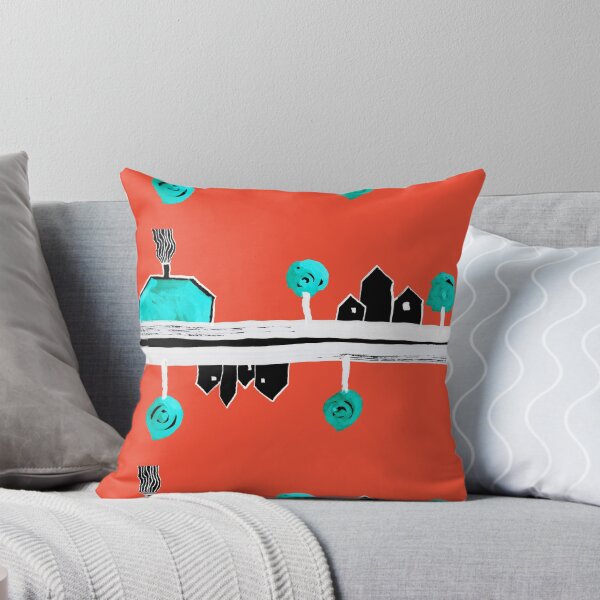 Item preview, Little Village by the Road on Orange "Paper Drawings/Paintings"  designed and sold by Istvan Ocztos.