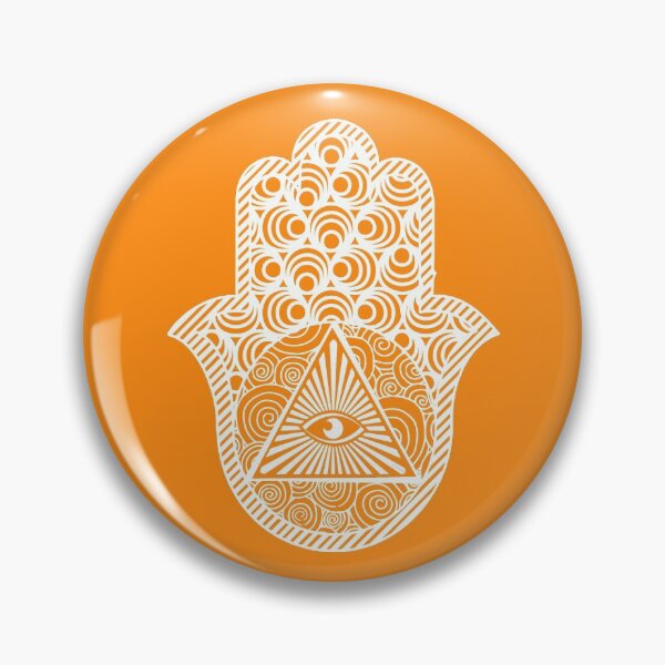 Item preview, White Zentangle Hamsa Hand of Fatima Orange designed and sold by MysticMagpie.