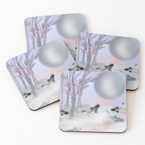 Item preview, Bamboo and japanese koi carp pink watercolor sumi-e designed and sold by CuisineCat.