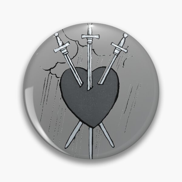Artikelvorschau, Drei der Schwerter Tarot-Karte Bearbeiten | Schwarzweiß | RWS Tarot-Deck entworfen und verkauft von ApolloTarot.