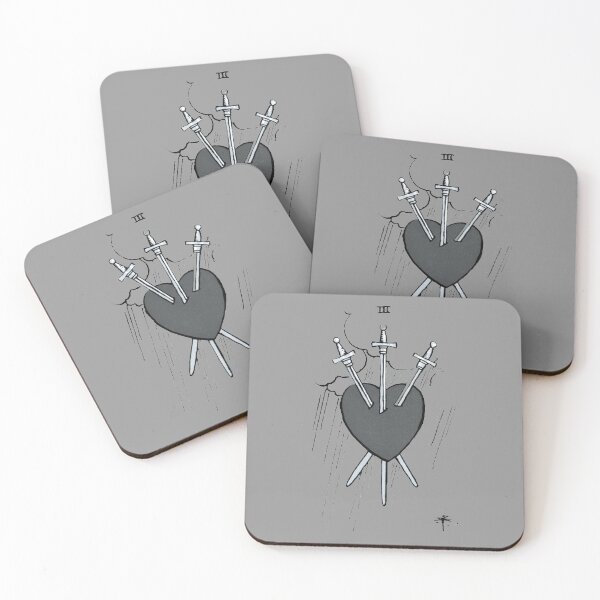 Item preview, Three Of Swords Tarot Card Edit | Black & White | RWS Tarot Deck designed and sold by ApolloTarot.
