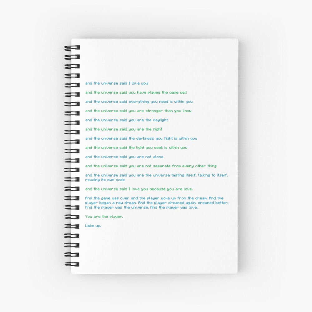 afbryde Herske Snavs Minecraft end poem" Spiral Notebook for Sale by AlixH74 | Redbubble