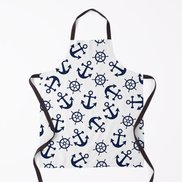 Item preview, Nautical White and Navy Blue Anchors and Wheels designed and sold by Orchyd.