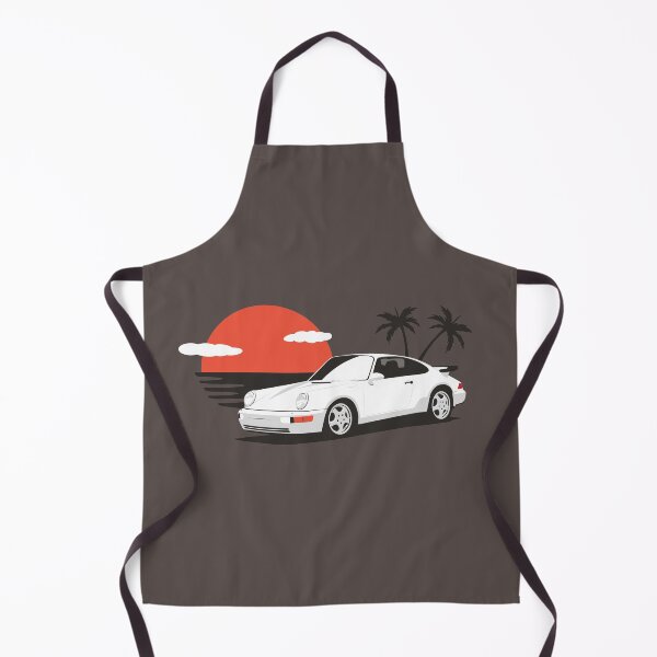 Item preview, Beach Sunset with German aircooled sports car - dark brown background designed and sold by ApexFibers.