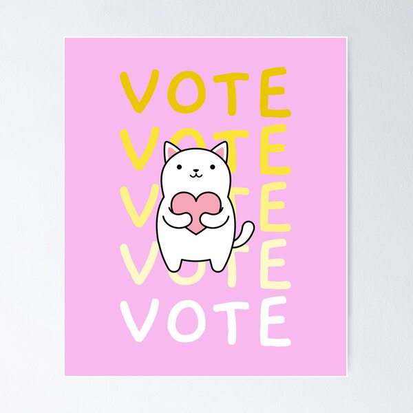 Item preview, VOTE cat pink yellow cute kitten love gradient artwork designed and sold by CreatedbyJR.