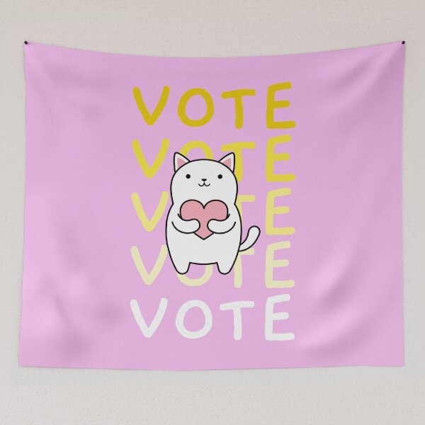 Item preview, VOTE cat pink yellow cute kitten love gradient artwork designed and sold by CreatedbyJR.