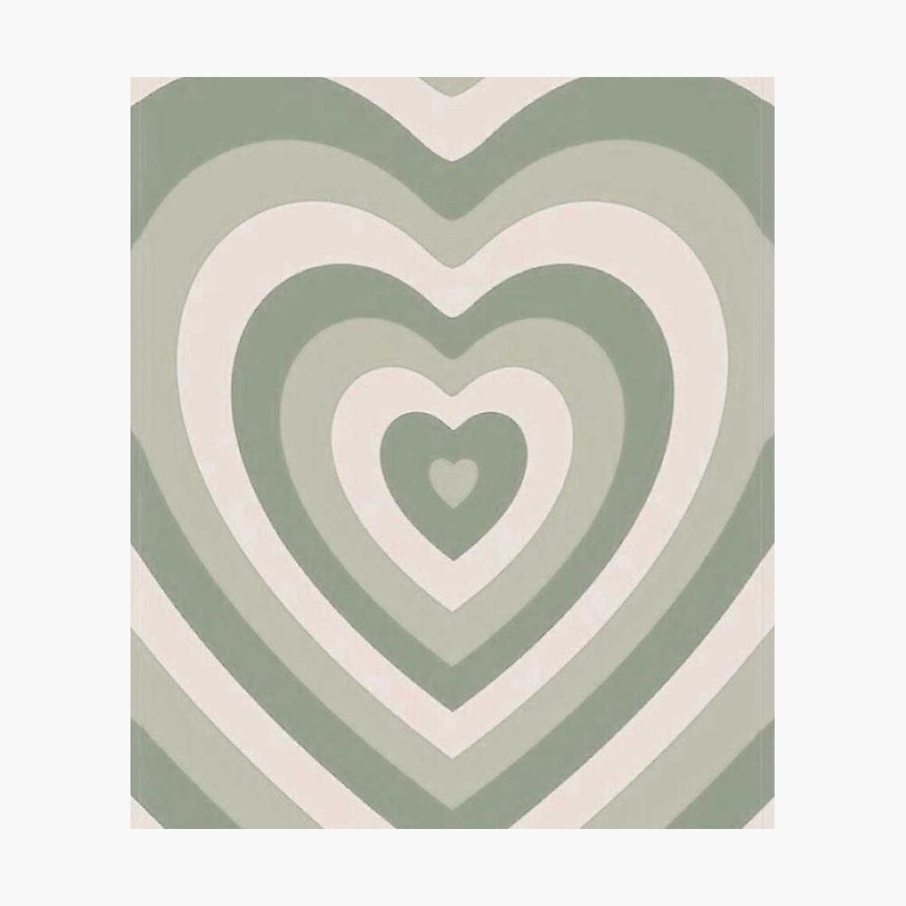 Sage green aesthetic hearts