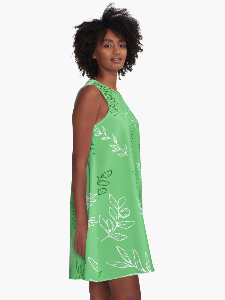 White and outlet green leaf dress