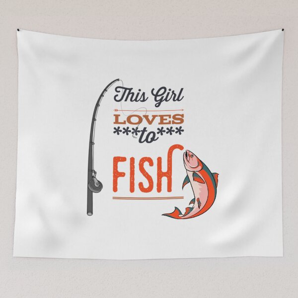 Item preview, This Girl Loves to Fish Red Black Brown Font Funny designed and sold by HppyStrngHelthy.