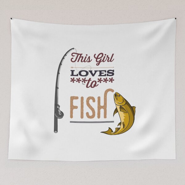 Item preview, This Girl Loves to Fish Yellow Brown Black Font Funny designed and sold by HppyStrngHelthy.