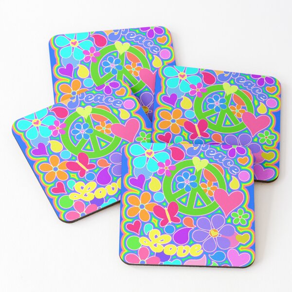 Item preview, Fun and Colorful Peace and Love Flower Power Art designed and sold by Alondra.
