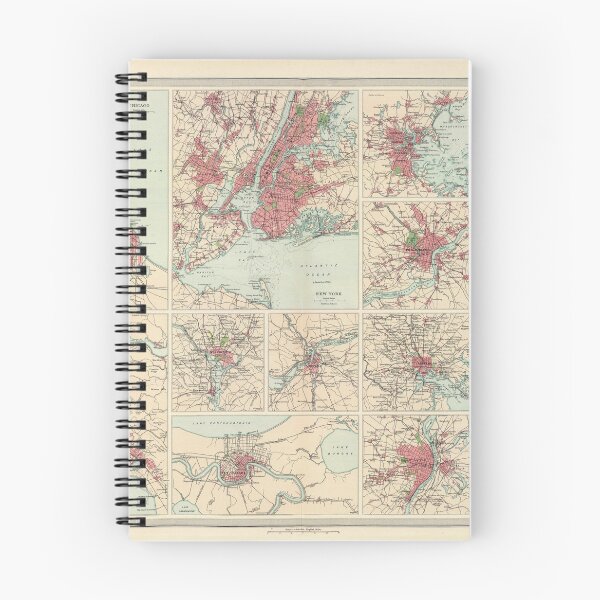 Item preview, Old North America Cities Map (1922) Vintage US & Canada Metropolitan Cities Atlas designed and sold by BravuraMedia.