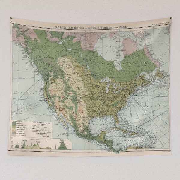 Item preview, Old North America Commercial Maritime Route Map (1907) Vintage Merchant Shipping Atlas designed and sold by BravuraMedia.