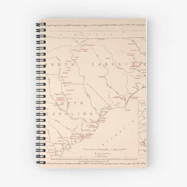 Item preview, Old George Washington Carolinas Landmark Sites Map (1932) Vintage NC & SC Revolutionary War Atlas designed and sold by BravuraMedia.